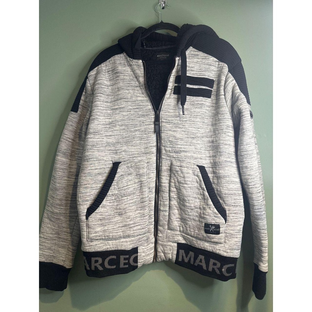 Marc Ecko Cut & Sew Y2K Hoodie Jacket Mens Large Gray Full Zip Streetwear grunge